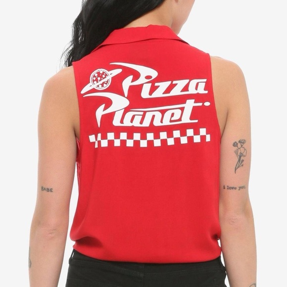 Disney Pixar Toy Story Pizza Planet Tie Front Red Tank Top | Small - Picture 1 of 7